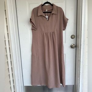 NWT Relaxed Collared Midi Dress in Mauve